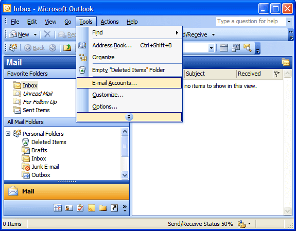 Hướng dẫn cấu hình Microsoft Outlook 2003