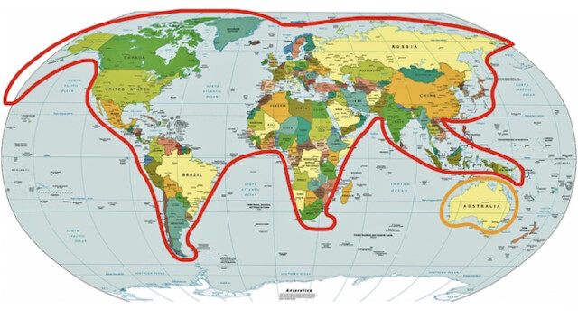 The world is a cat playing with Australia